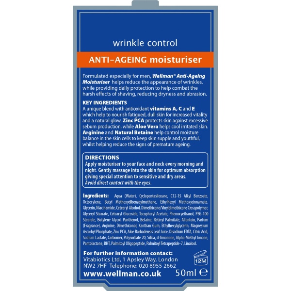 Vitabiotics Wellman Anti-Ageing Moisturiser - 50 ml, Pack of 1 - Image 6