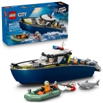 LEGO City Police Boat Chase Set - incl. 2 Boat Toys, 3 Minifigures & a Shark Animal Figure - Gift for 6+ Year Old Boys & Girls - 60456