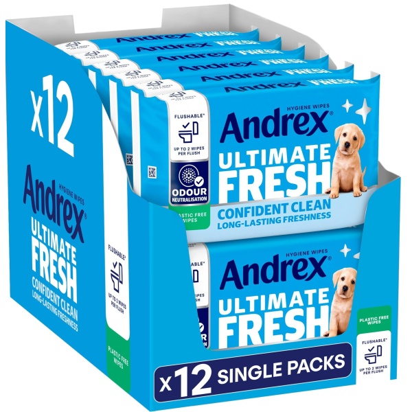 Andrex Ultimate Fresh Washlets, 12 Packs - Gentle, Biodegradable, Flushable Toilet Wipes for Everyday Hygiene, Use with Regular Toilet Roll for a Shower Fresh Clean - Image 7