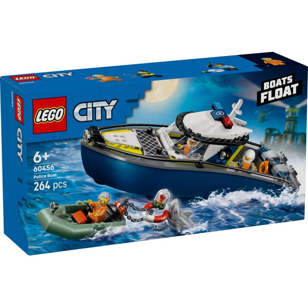 LEGO City Police Boat Chase Set - incl. 2 Boat Toys, 3 Minifigures & a Shark Animal Figure - Gift for 6+ Year Old Boys & Girls - 60456 - Image 3