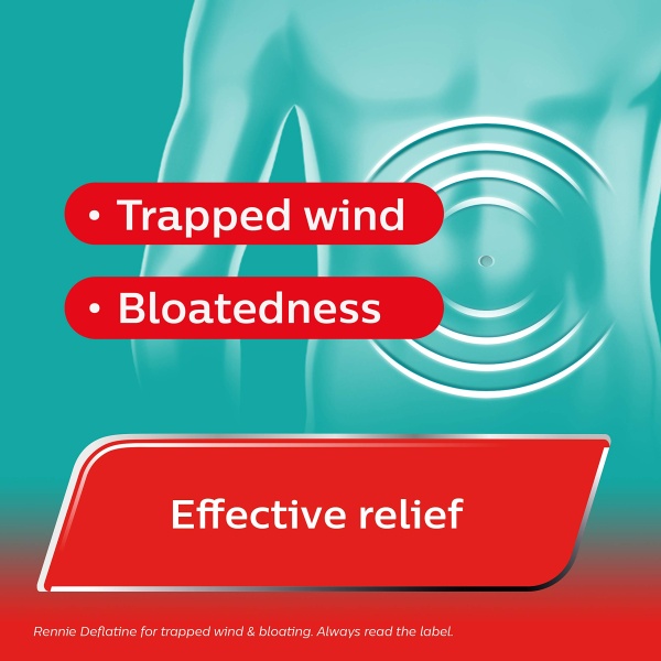 Rennie Deflatine, Trapped Wind and Bloating Tablets, Fast and Effective Heartburn Relief and Indigestion Relief, Sugar Free Mint, 1 Pack of 36 Tablets - Image 12