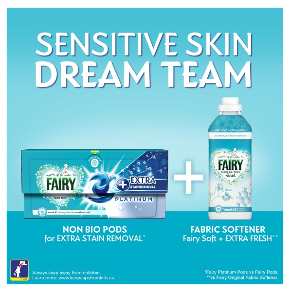 Fairy Non Bio Pods Washing Liquid Laundry Capsules, Fairy Pods, 120 Washes, Platinum With Extra Stain Removal For Sensitive Skin - Image 5