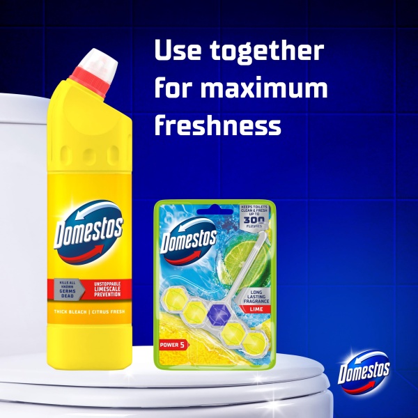 Domestos Citrus Fresh Thick Bleach disinfectant that eliminates 99.99% of bacteria and viruses* unstoppable limescale prevention 750 ml - Image 4
