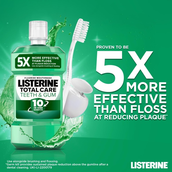 Listerine Total Care Teeth and Gum Mouthwash (1 x 500ml), 10-in-1 Benefits for Total Oral Care, to Maintain a Clean and Healthy Mouth - Image 5
