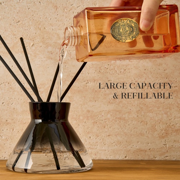 M&SENSE Luxury Reed Diffuser 180ml, Under The Fig Scented with Natural Essential Oils, Long Lasting with 7 Sticks, Non-Toxic Home Fragrance for Bedroom, Bathroom Decor, Elegant Glass Bottle - Image 3