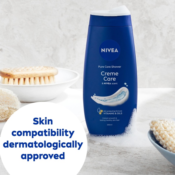 NIVEA Crème Care Shower Cream (250 ml) Caring Shower Body Cream Enriched with Almond Oil, Moisturising Shower Gel Body Wash with Vitamin C, E - Image 2