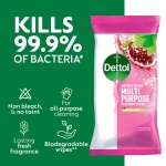 Dettol Antibacterial Multipurpose Disinfectant Wipes, Pomegranate Scent, 5 Pack of 70 (Total 350), Germ Protection, Surface Cleaner, Hygienic, Convenient, Fresh Fragrance - Image 5