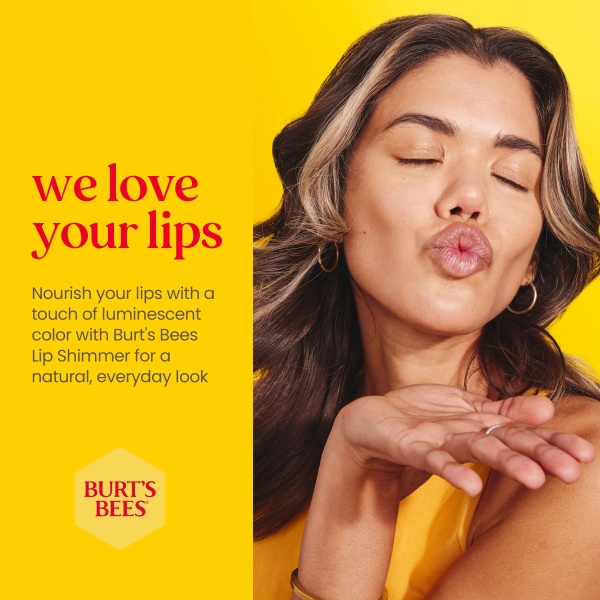Burt's Bees 100% Natural Origin Moisturising Lip Shimmer, Strawberry, 1 Tube, 1 Count (Pack of 1) - Image 8