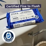 Pura Flushable Moist Toilet Tissue Wipes, 14 x 40 wipes per pack (560 Wipes) 100% Plastic Free, 99% Water Washlets, Certified Fine to Flush Biodegradable, Compostable, Vegan, Gentle, Clean, Wet Wipes - Image 6