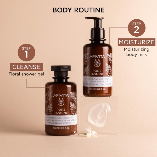 Apivita Pure Jasmine Moisturizing Body Milk 200ml - A Gentle Body Moisturizer with Jasmine, Essential Oils & Honey - It Moisturizes & Soothes Skin - Image 4