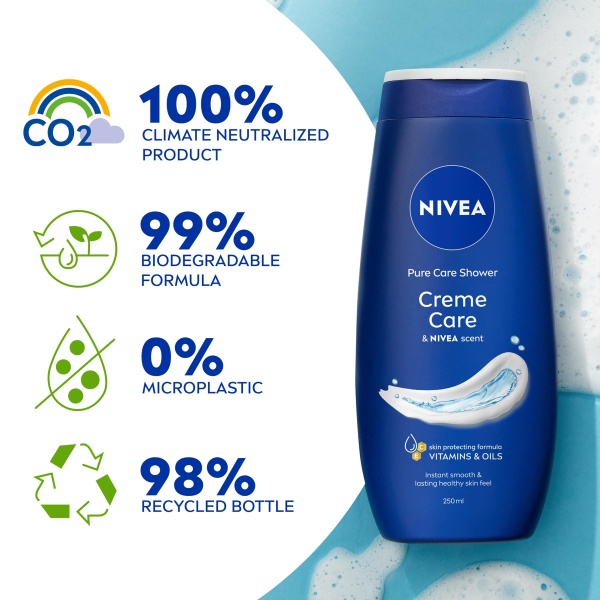 NIVEA Crème Care Shower Cream (250 ml) Caring Shower Body Cream Enriched with Almond Oil, Moisturising Shower Gel Body Wash with Vitamin C, E - Image 5