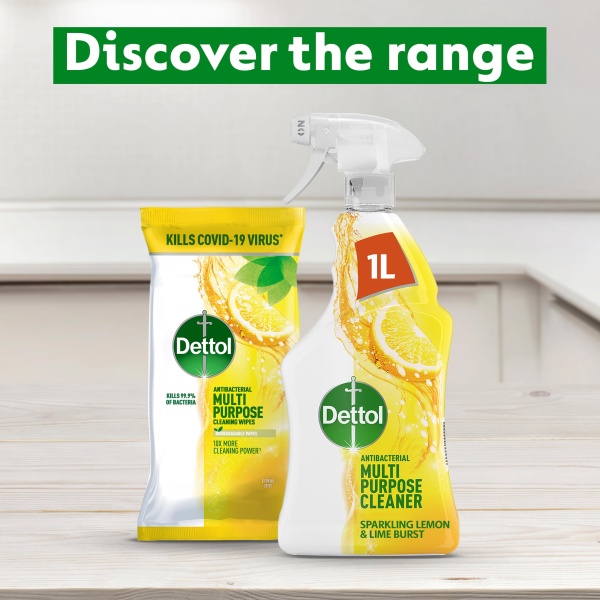 Dettol Antibacterial Multipurpose Cleaning Wipes, Citrus Zest, 70 pack (5 x 70, Total 350 Wipes) Disinfectant, Biodegradable, 10x Cleaning power vs Water alone, Kills 99.9 Percent of Germs - Image 2