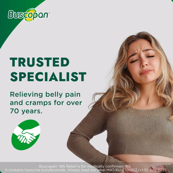 Buscopan IBS Relief - Targets the Source of IBS Pain and Cramps- starts to work in 15 minutes - 40 Tablets- - Relief from IBS Pain & discomfort, 40 Count (Pack of 1) - Image 4