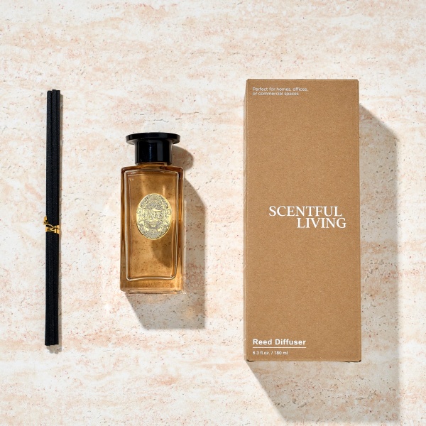 M&SENSE Luxury Reed Diffuser 180ml, Under The Fig Scented with Natural Essential Oils, Long Lasting with 7 Sticks, Non-Toxic Home Fragrance for Bedroom, Bathroom Decor, Elegant Glass Bottle - Image 4