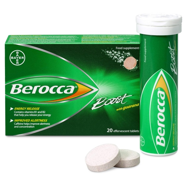 Berocca Boost Effervescent Tablets with Guarana, Caffeine and Vitamin B12, Also Contains Vitamin C and Magnesium, 1 Pack of 20-3 Weeks Supply - Image 3